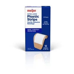 Meijer Plastic Strips Adhesive Bandages 2"x4", Extra Large