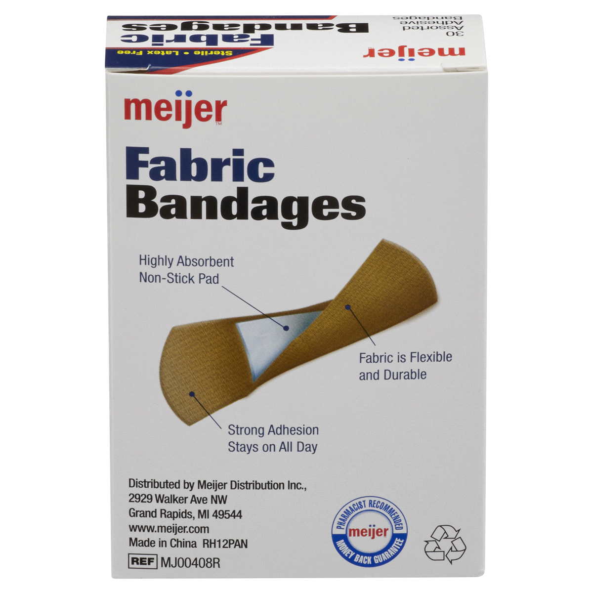 slide 5 of 6, Meijer Flexible Fabric Adhesive Bandages, 30 ct