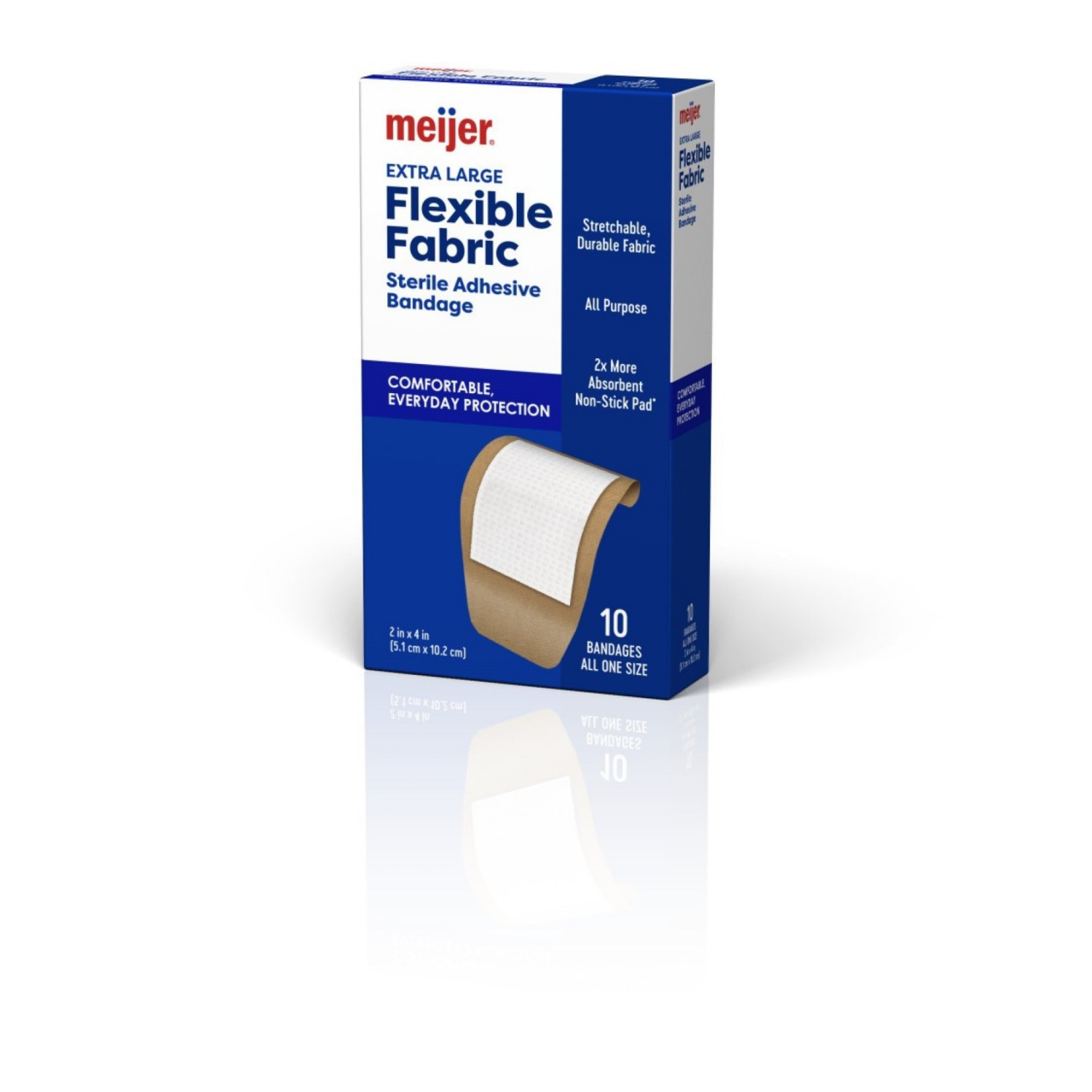 slide 2 of 4, Meijer Flexible Fabric Bandages, Extra Large, 10 ct, 10 ct