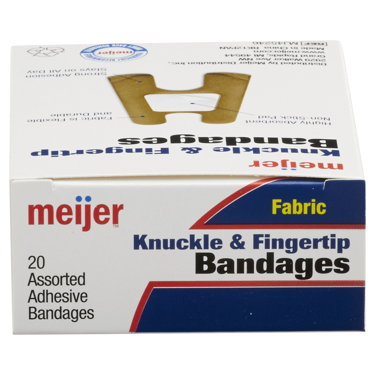slide 5 of 6, Meijer Flexible Fabric Knuckle and Finger Adhesive Bandages, 20 ct