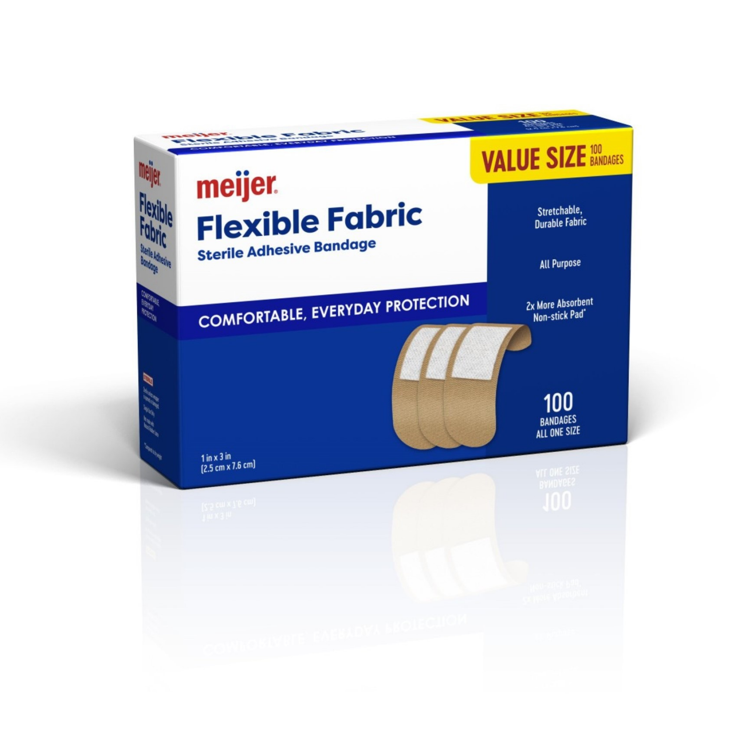slide 3 of 4, Meijer Flexible Fabric Adhesive Bandages Value Pack, 100 ct