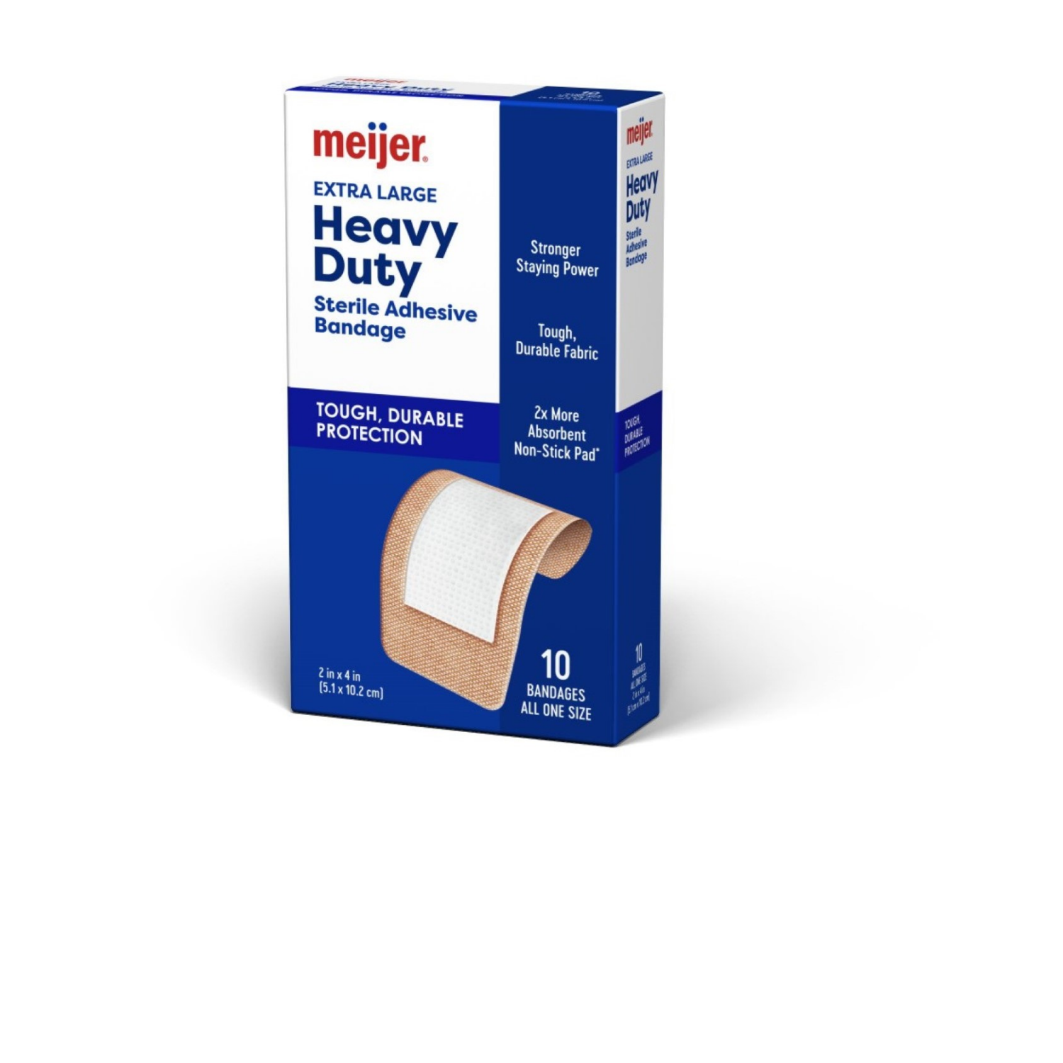 slide 2 of 4, Meijer Heavy Duty Fabric Bandages, Extra Large, 10 ct