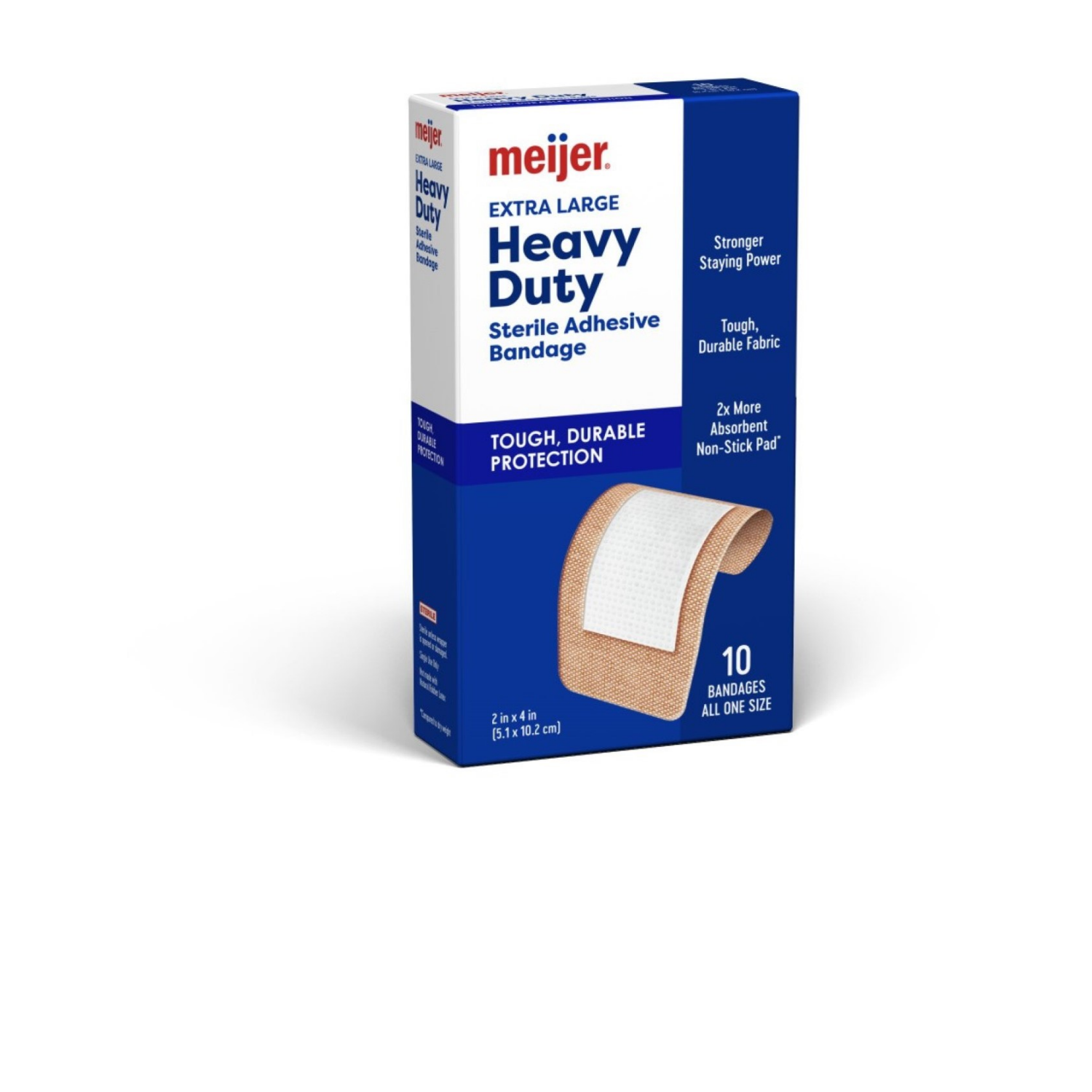 slide 3 of 4, Meijer Heavy Duty Fabric Bandages, Extra Large, 10 ct