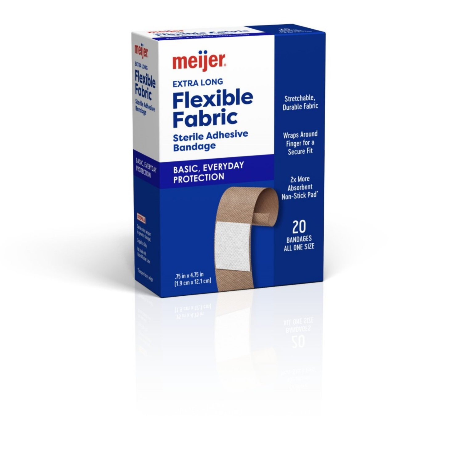 slide 3 of 4, Meijer Extra Long Fabric Bandages, 20 ct