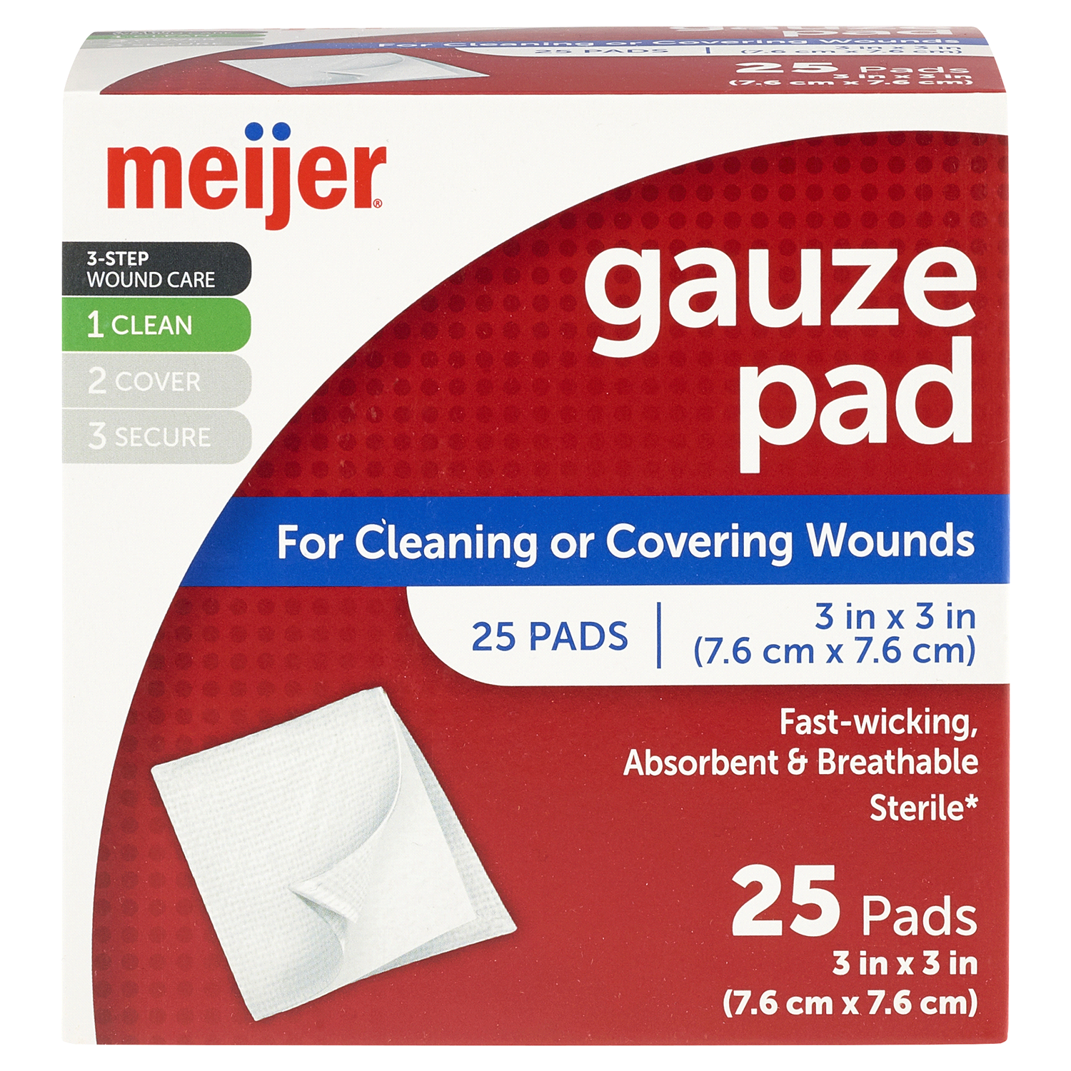 slide 1 of 3, Meijer Sterile Gauze Pad 3"x3", 25 ct
