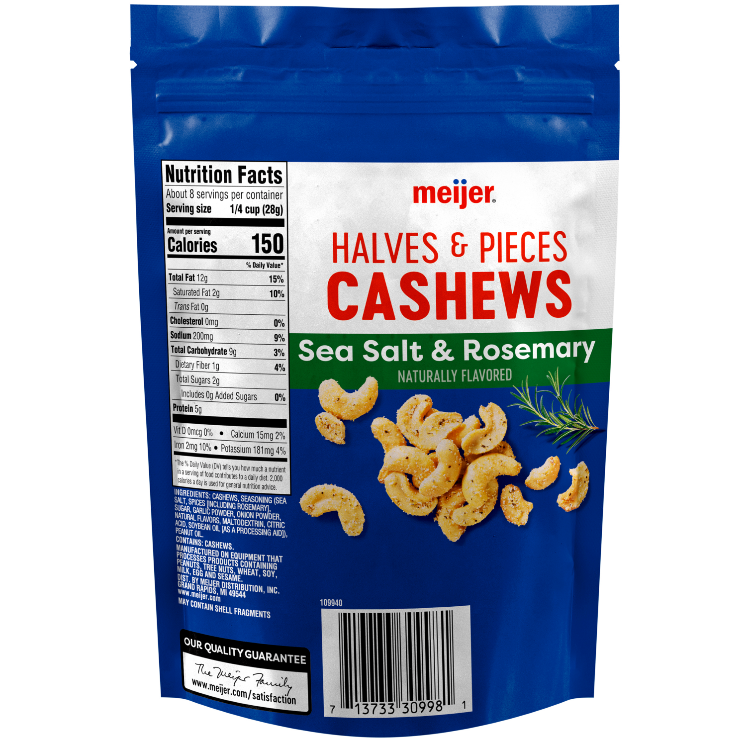 slide 2 of 2, Meijer Sea Salt and Rosemary Cashews, 8.25 oz