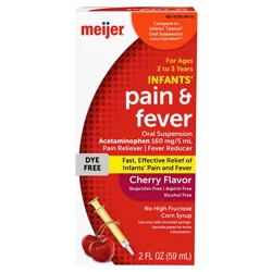 Meijer Infants' Pain & Fever, Acetaminophen per, Suspension Liquid, Dye-Free Cherry Flavor