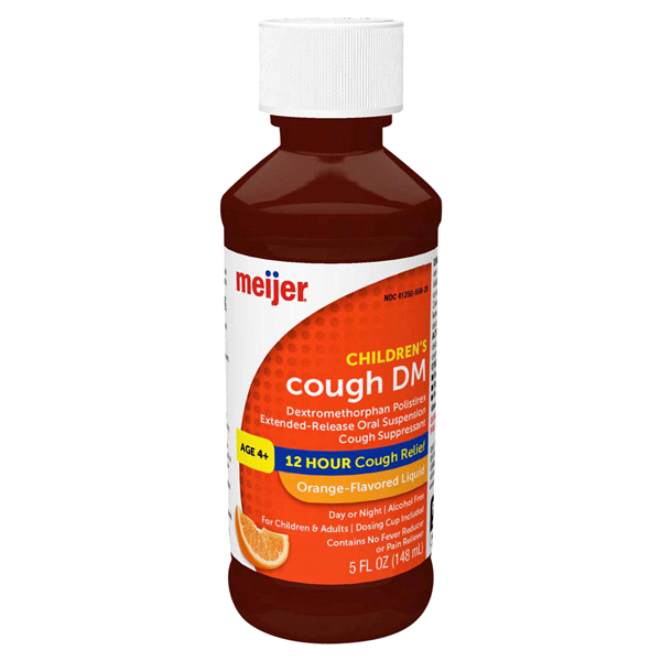 slide 6 of 29, Meijer Children's Cough Suppressant DM, Orange Flavor; Cough Medicine For Kids, 5 oz