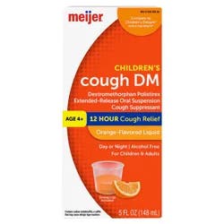 Meijer Children's Cough Suppressant DM, Orange Flavor; Cough Medicine For Kids