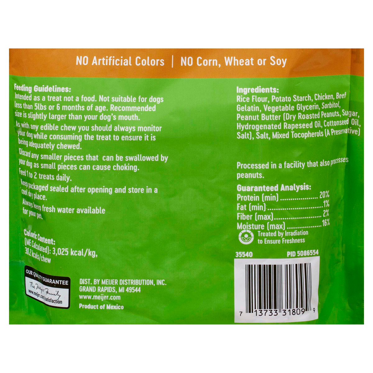 slide 3 of 3, Meijer Rawhide Free Peanut Butter Flavor Chew Stick - 40 Count, 40 ct