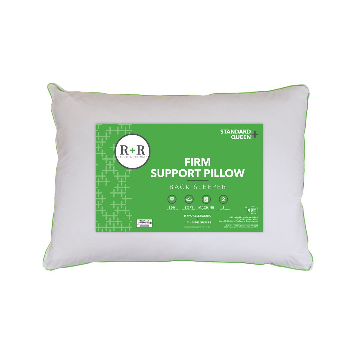 slide 1 of 5, R+R Firm Support Back Sleeper Pillow, Standard/Queen, s/q