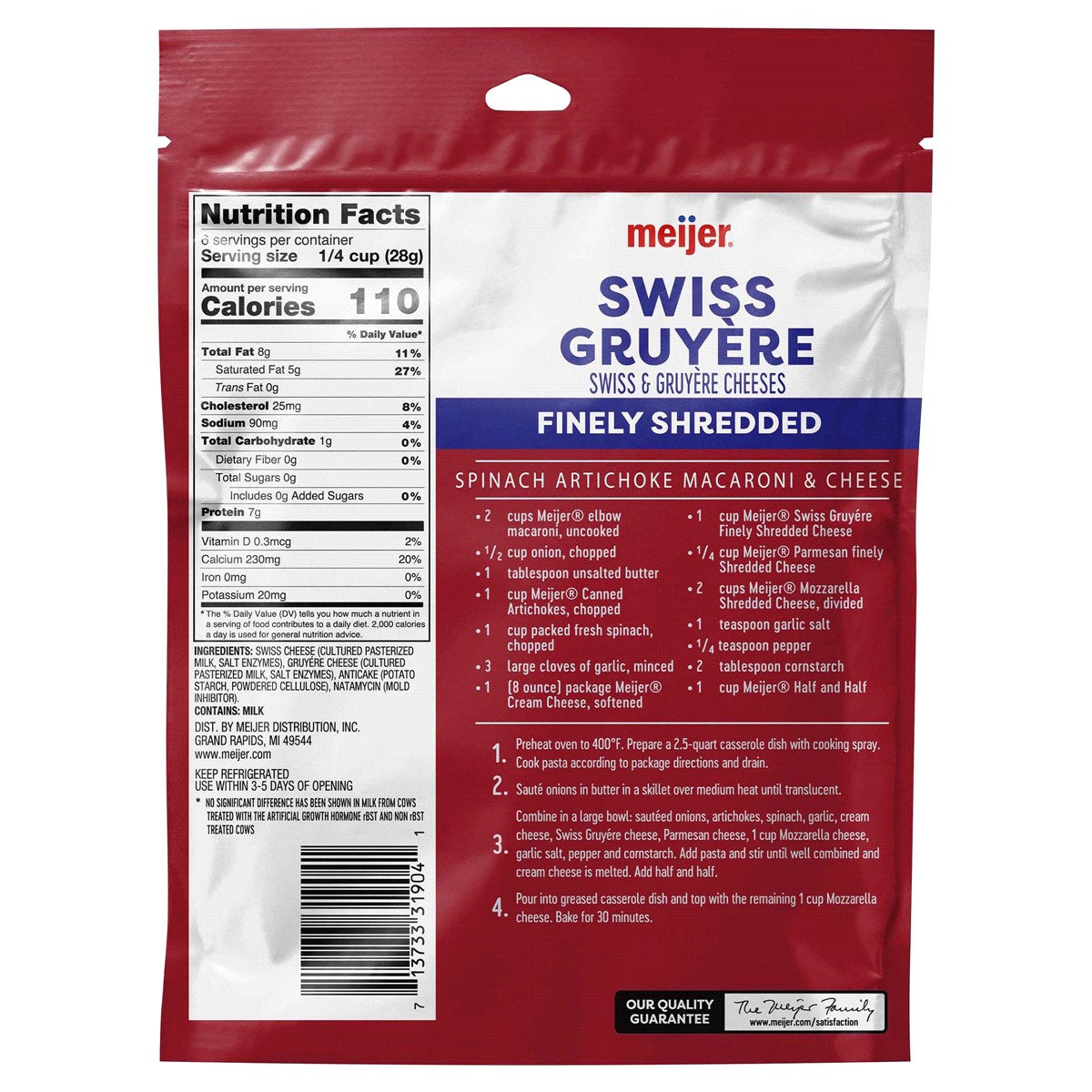 slide 2 of 2, Meijer Finely Shredded Swiss Gruyere Cheese, 6 oz