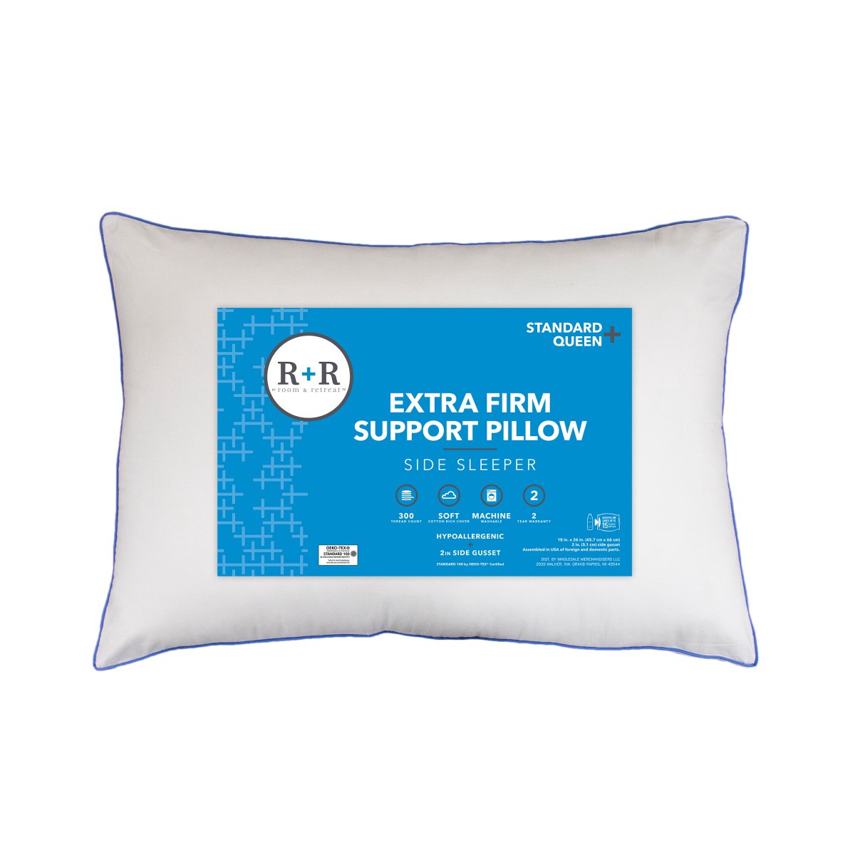 slide 1 of 5, R+R Extra Firm Support Side Sleeper Pillow, Standard/Queen, s/q