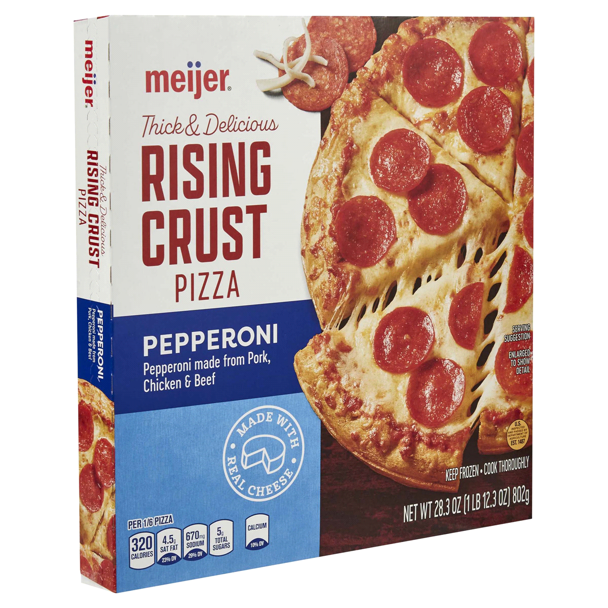 slide 4 of 29, Meijer Rising Crust Pepperoni Pizza, 28.3 oz