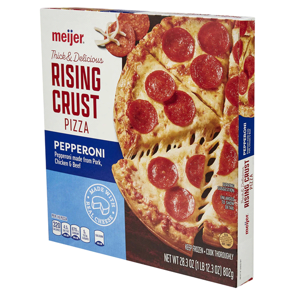 slide 6 of 29, Meijer Rising Crust Pepperoni Pizza, 28.3 oz