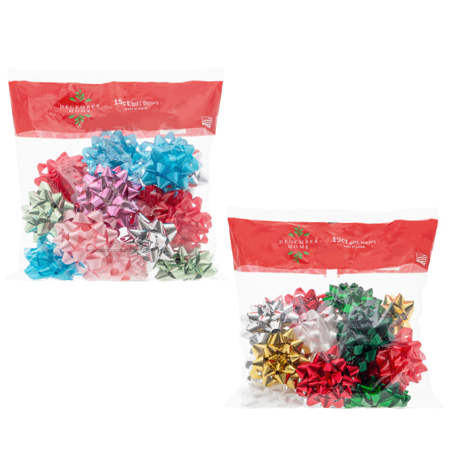 slide 1 of 1, December Home Bow Bag Dc, Assorted, 15 ct