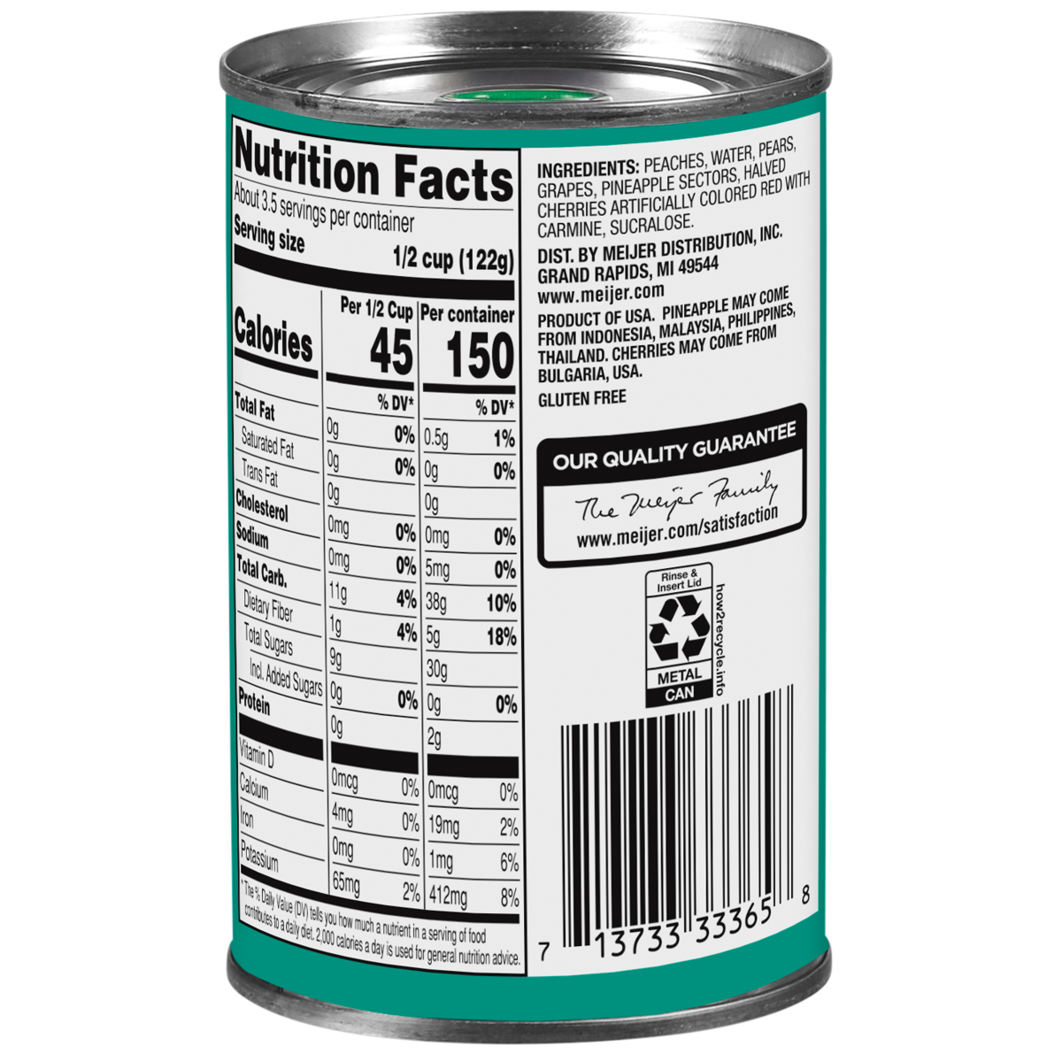 slide 2 of 2, Meijer No Sugar Added Chunky Mixed Fruit, 15 oz