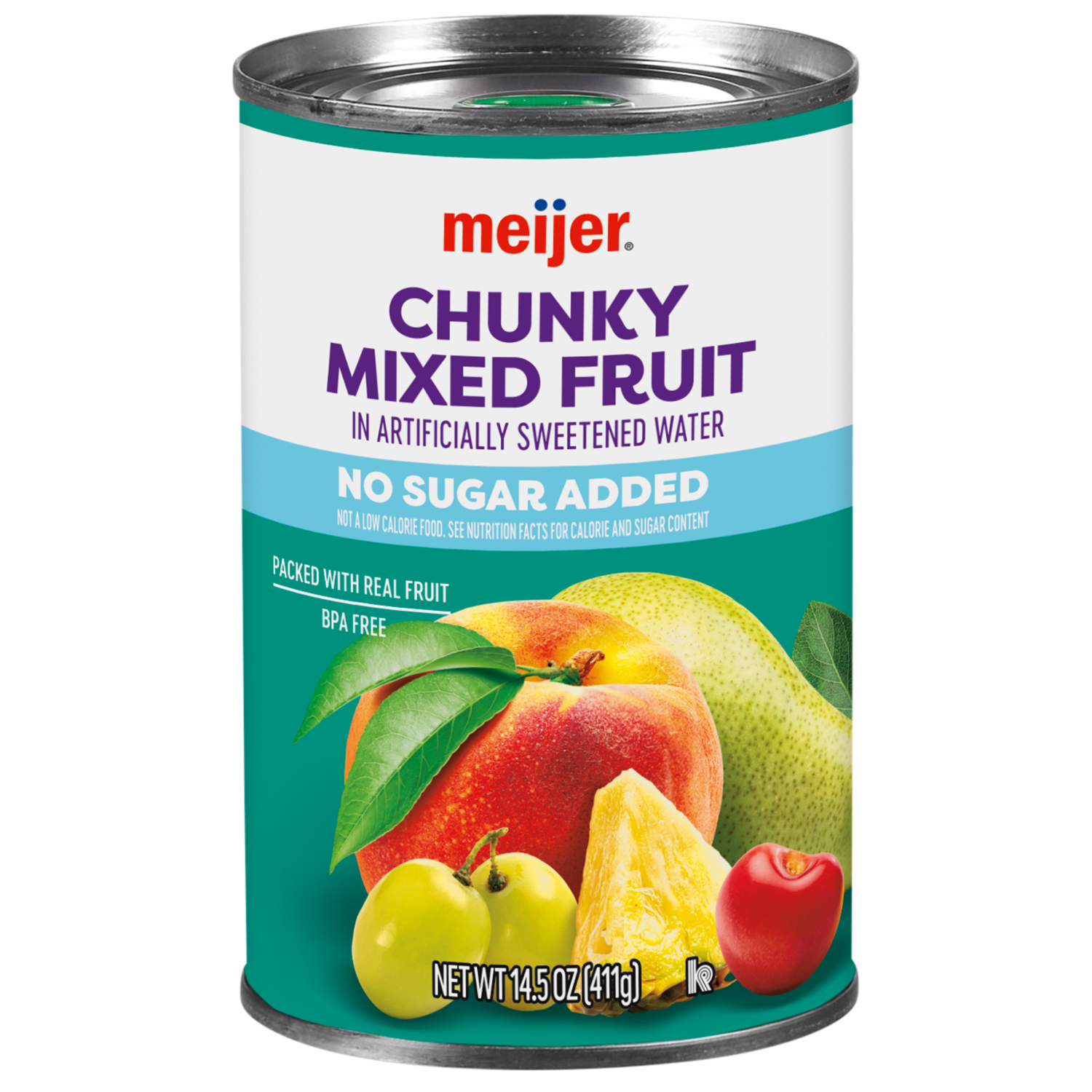 slide 1 of 2, Meijer No Sugar Added Chunky Mixed Fruit, 15 oz
