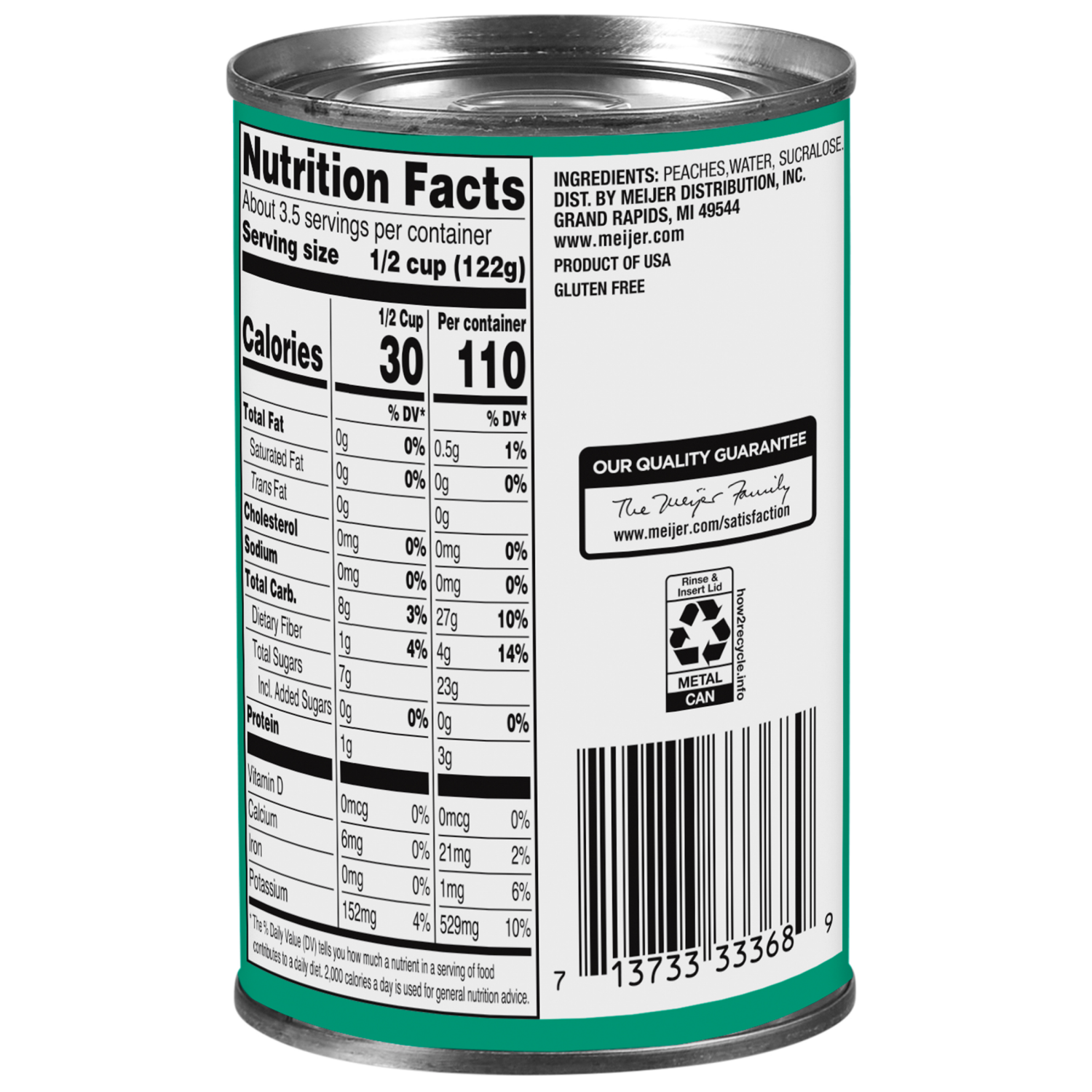 slide 2 of 2, Meijer No Sugar Added Sliced Peach Halves, 15 oz