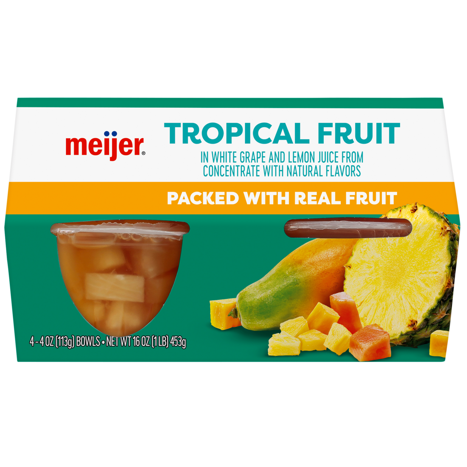 slide 1 of 2, Meijer Tropical Fruit in 100% Juice, 4 ct