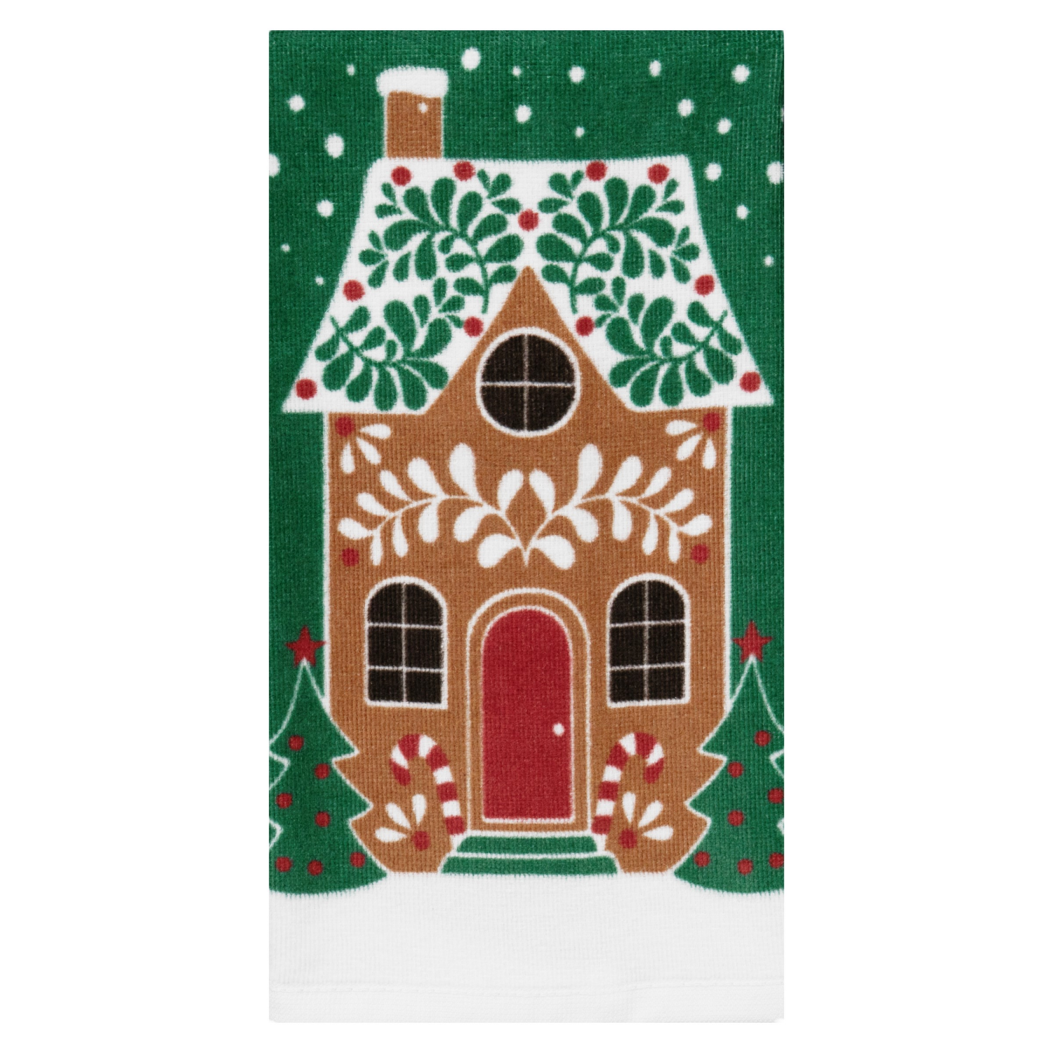slide 1 of 2, December Home Red Cookie House Digital Print Velour Kitchen Towel, 16 In X 25 In, 1 ct