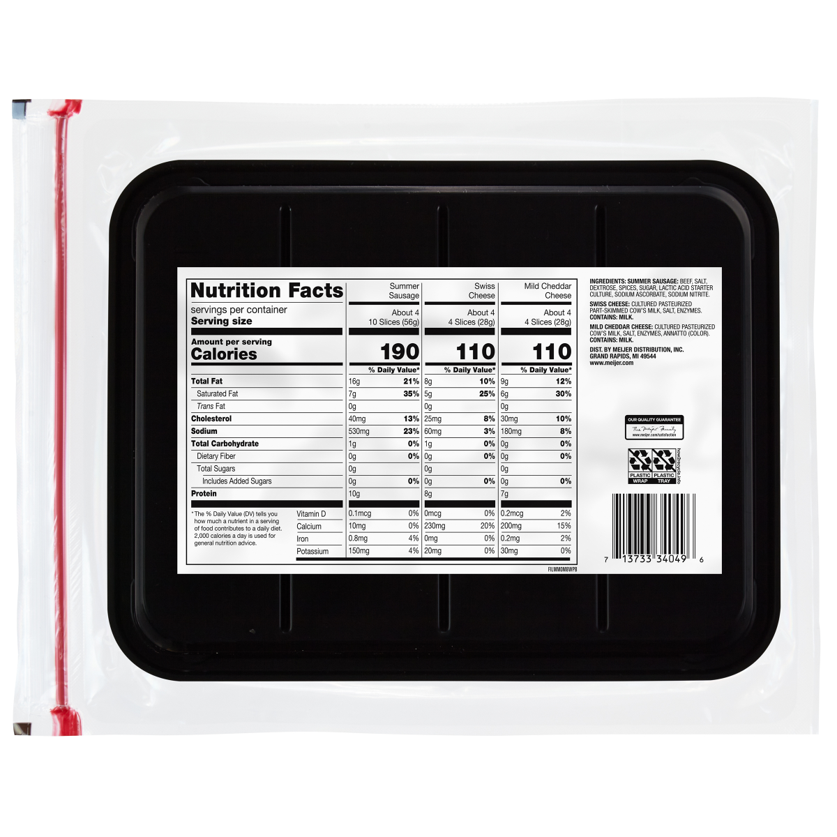 slide 2 of 2, Fresh from Meijer Cracker Cut Cheese and Meat Party Tray 16 oz. - With Swiss and Mild Cheddar Cheese and Summer Sausage, 16 oz