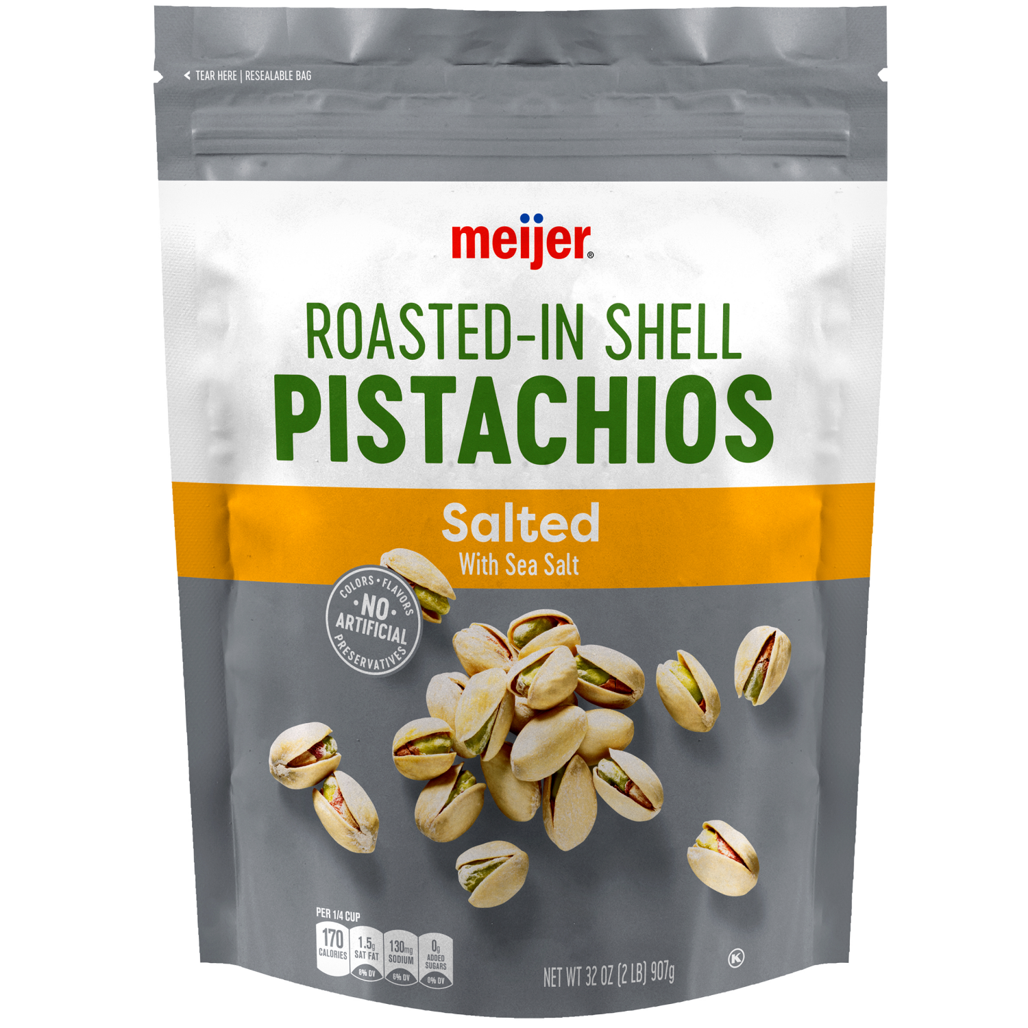 slide 1 of 2, Meijer Salted Pistachios In Shell, 32 oz