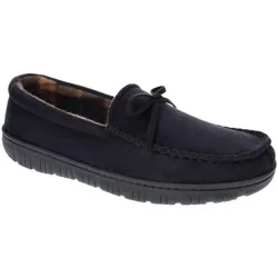 Falls Creek Mens' Moccasin Slippers, Black, Large