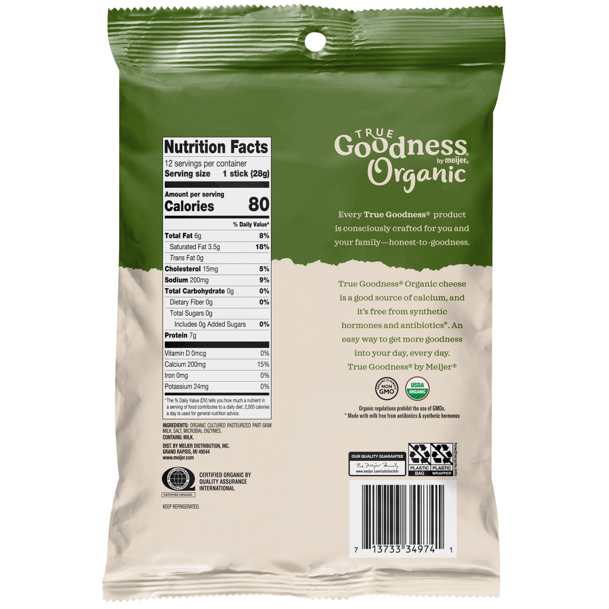 slide 2 of 2, True Goodness Organic String Cheese, 12 oz