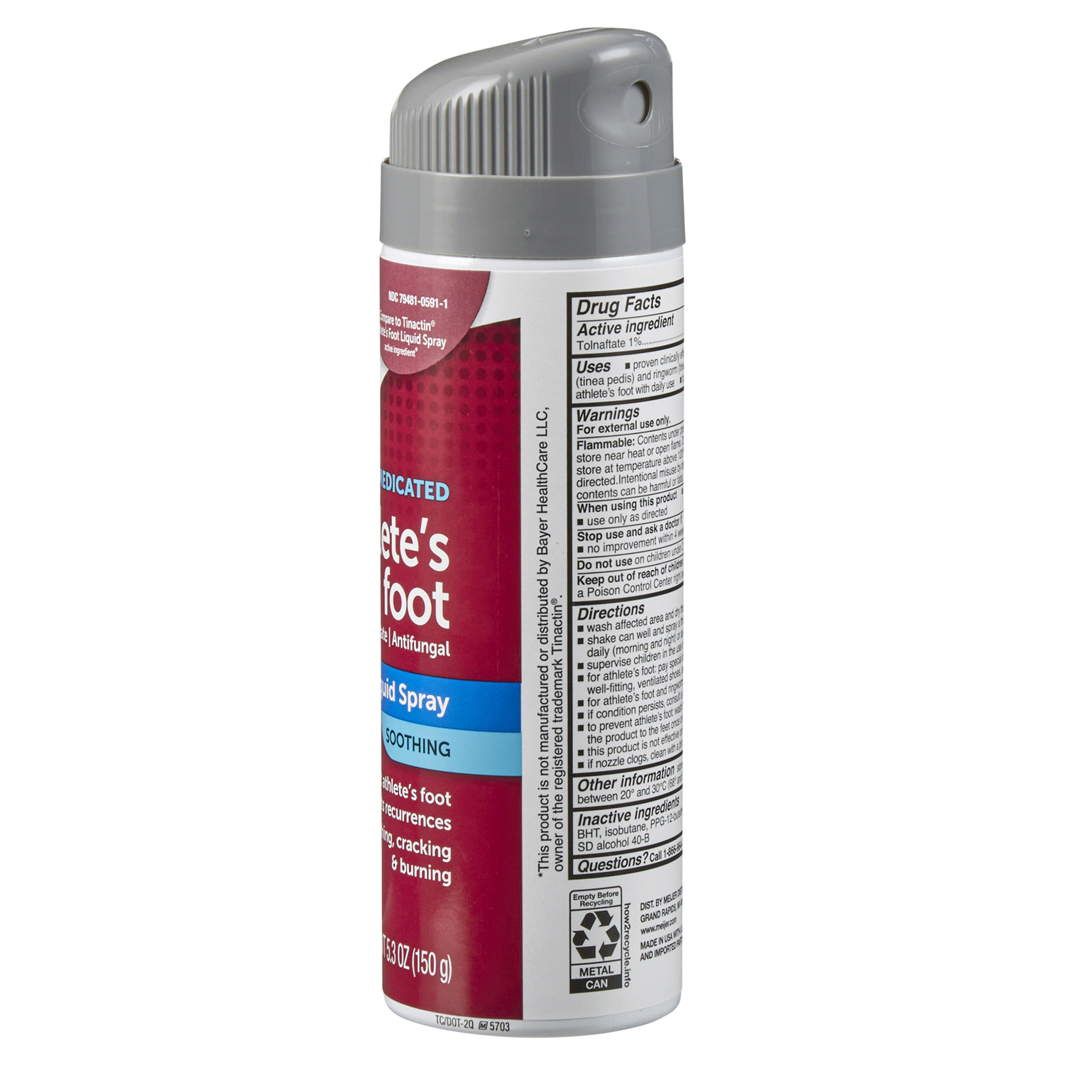 slide 3 of 5, Meijer Medicated Athlete's Foot Liquid Spray, Antifungal, 5.3 oz, 5.3 oz