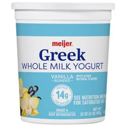 Meijer Greek Yogurt Whole Milk Vanilla 32 Oz