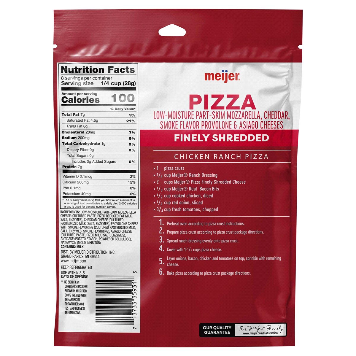 slide 2 of 2, Meijer Shredded 4 Cheese Pizza Blend, 8 oz