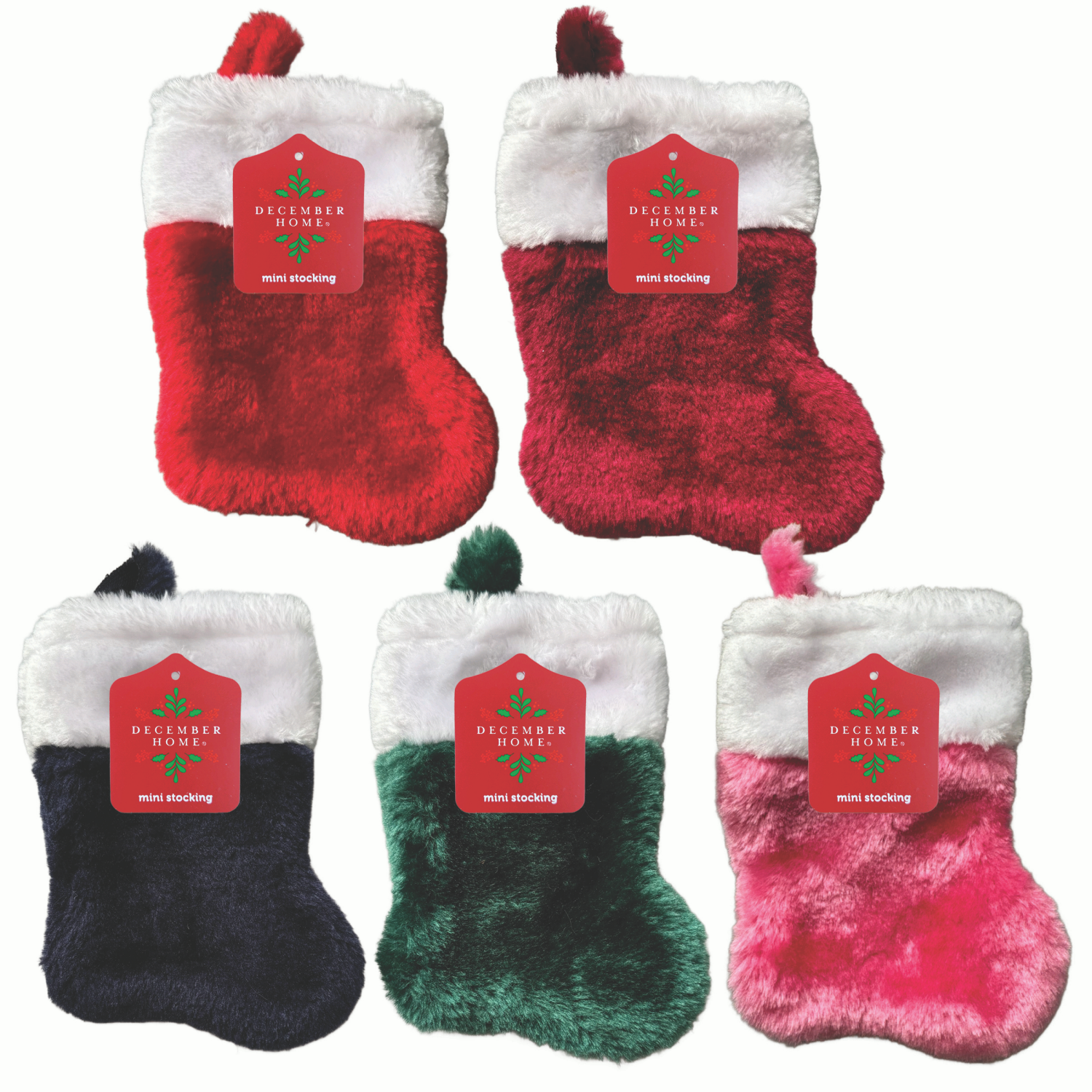 slide 1 of 7, December Home DH Stocking Mini Plush 5 Assortment 7 Inch, 7 in