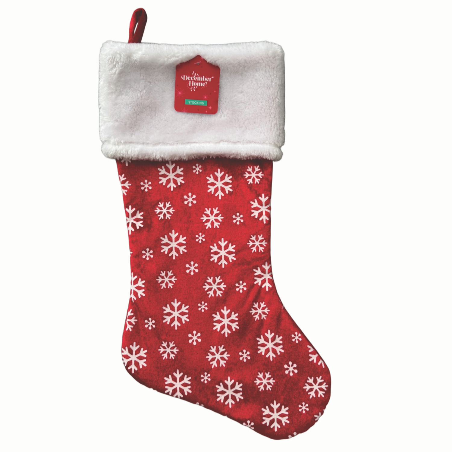 slide 2 of 2, December Home DH Stocking With Snowflake Print 20 Inch, 20 in