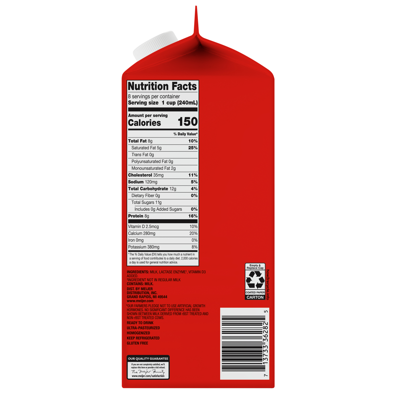 slide 3 of 3, Meijer Lactose Free Whole Milk, 1/2 gal