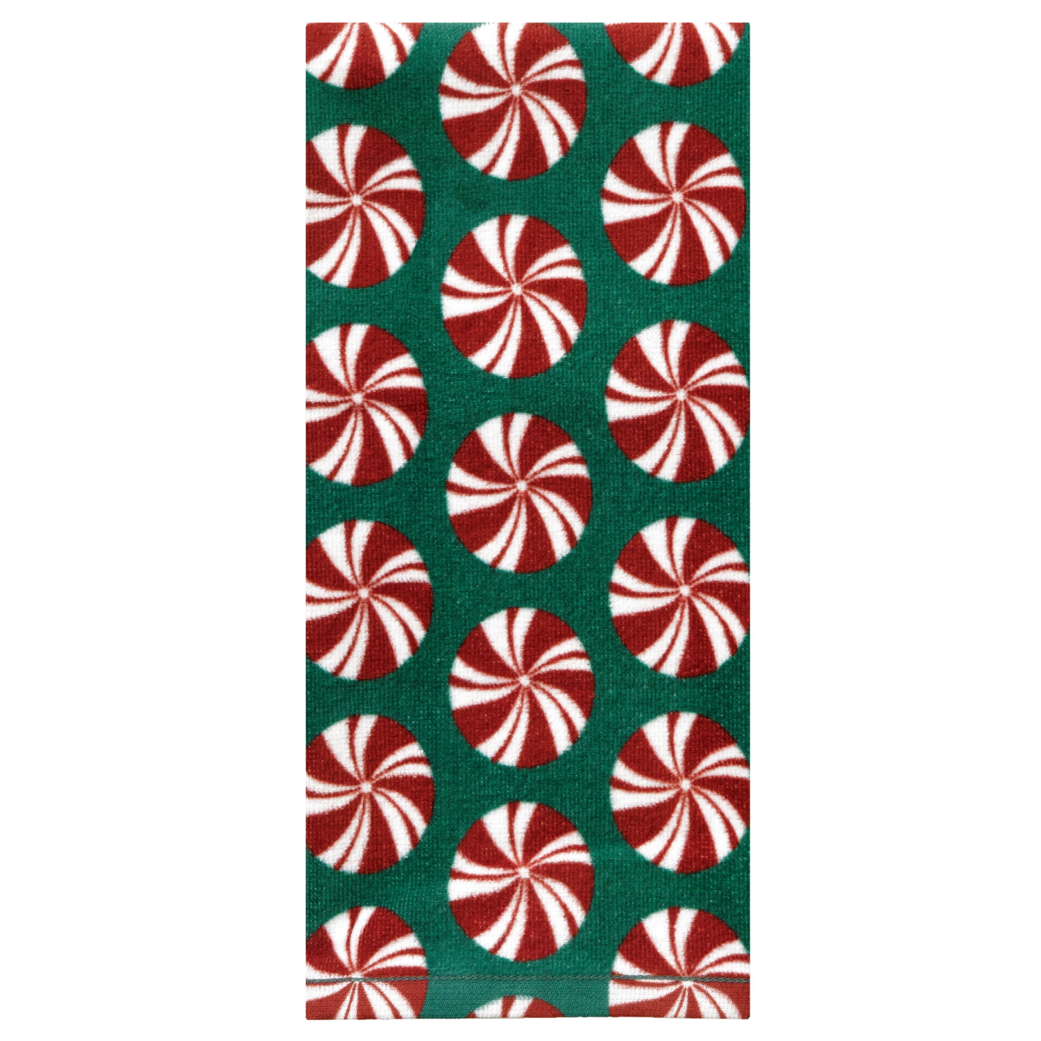 slide 1 of 2, December Home Red Peppermints Pepper Green Digital Print Velour Kitchen Towel, 16 In X 25 In, 1 ct