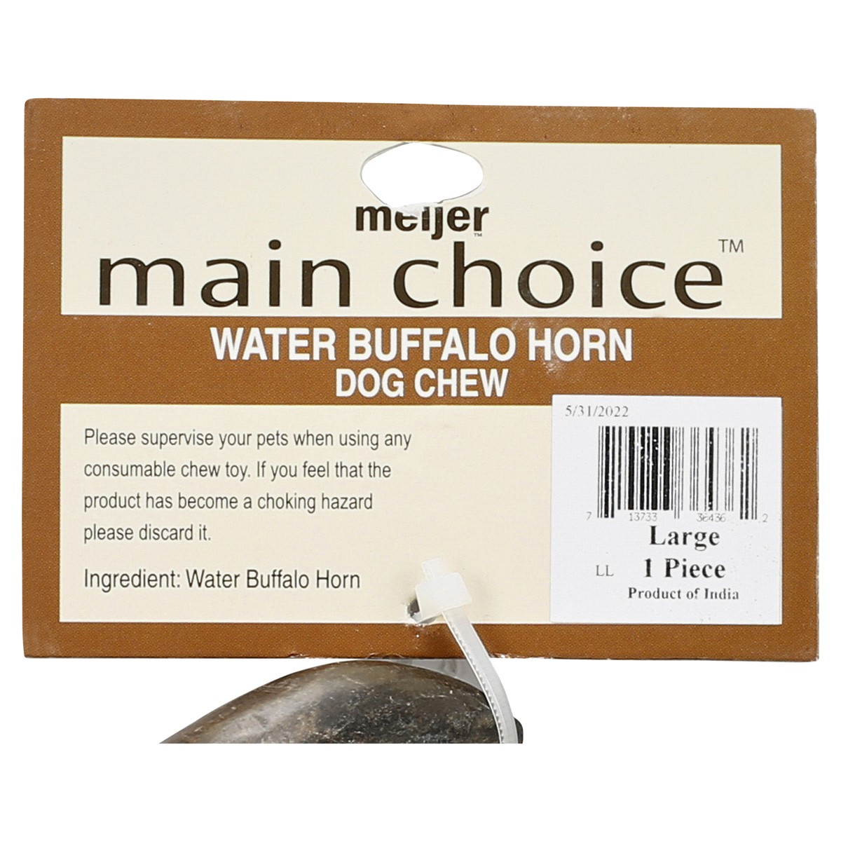 slide 2 of 2, Meijer Large Buffalo Horn Dog Chew, 1 ct