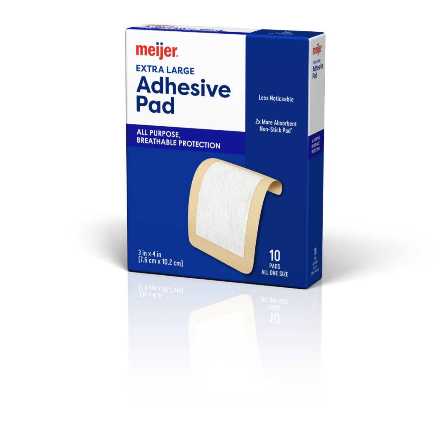 slide 2 of 4, Meijer Large Plastic Adhesive 3" Pad, 10 ct