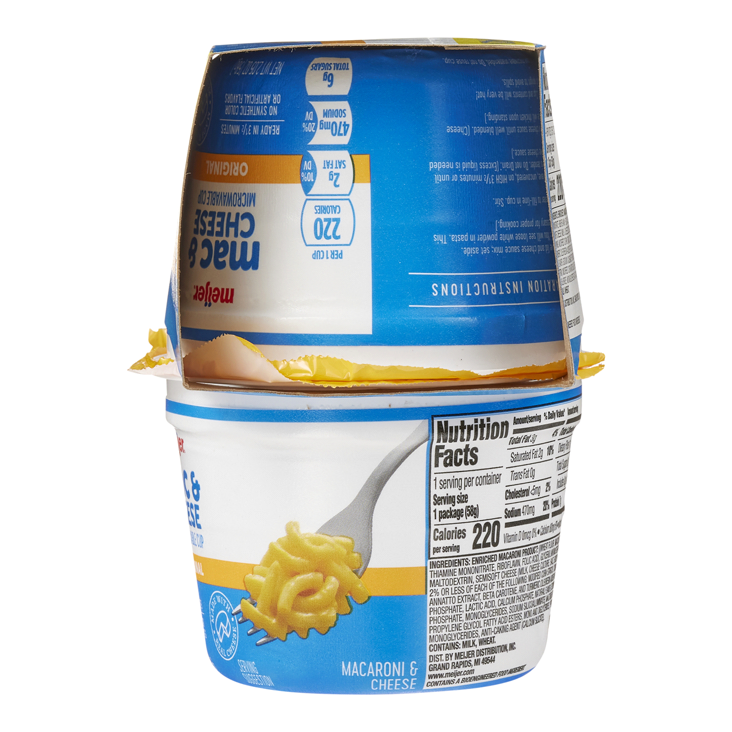 slide 3 of 5, Meijer Original Macaroni and Cheese Microwavable Cups, 4 ct