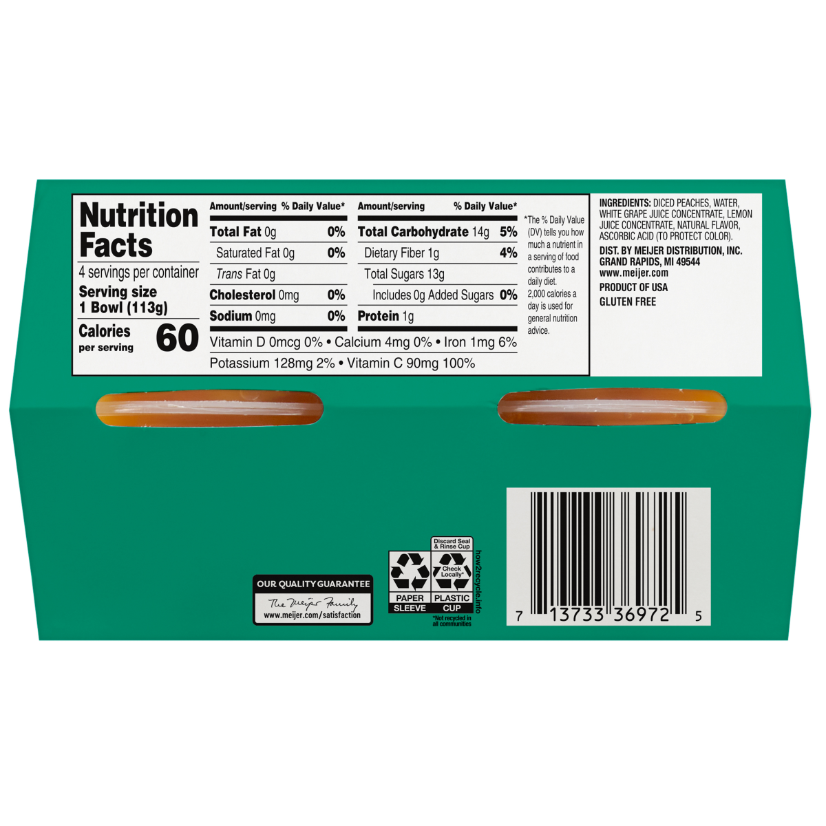 slide 2 of 2, Meijer Diced Peaches in 100% Juice, 4 ct