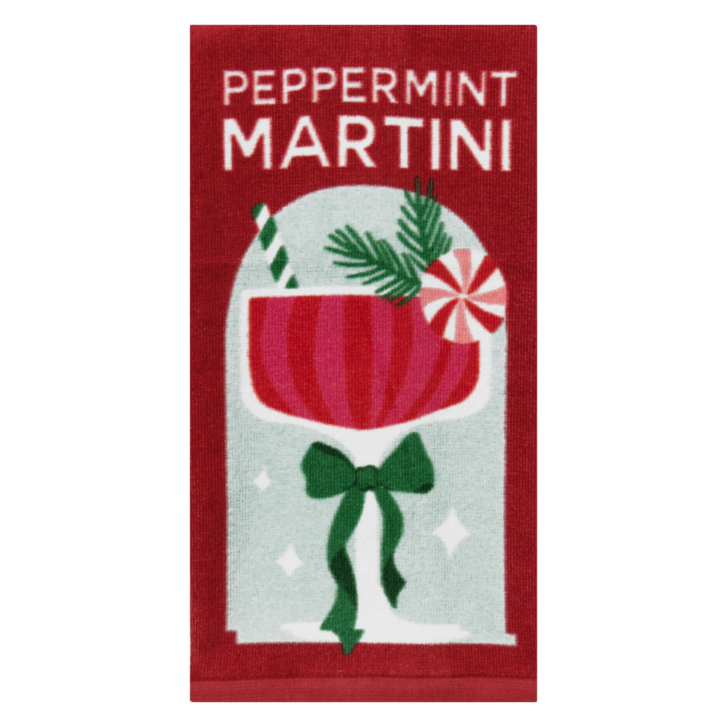 slide 1 of 2, December Home Red Peppermint Martini Digital Print Velour Kitchen Towel, 16 In X 25 In, 1 ct