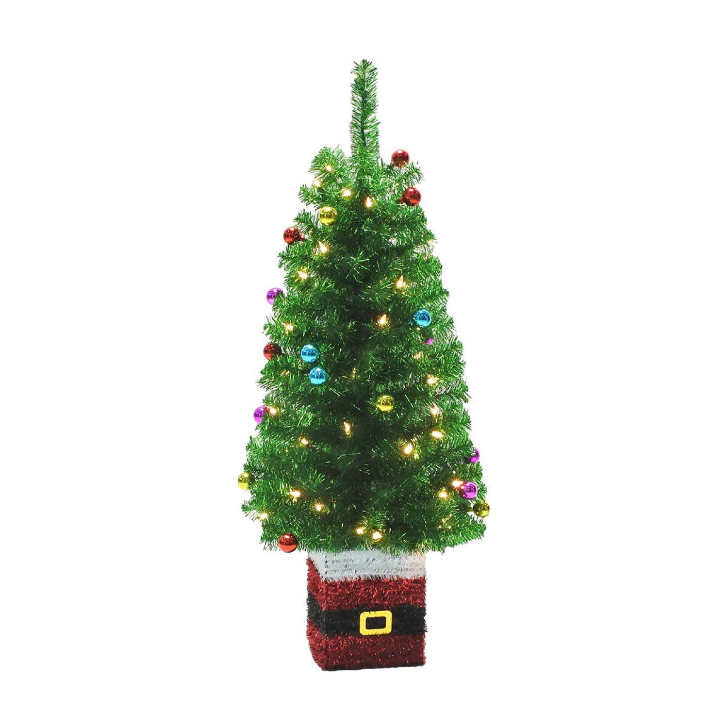 slide 1 of 1, December Home DH Tinsel Tree Green Balls 3 FT, 3 ft