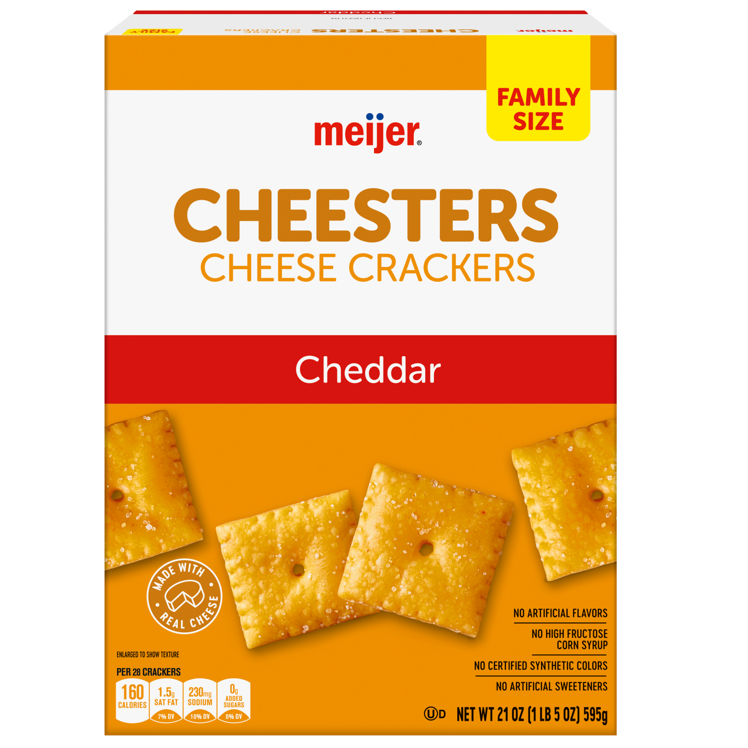 slide 2 of 8, MEIJER CHEESE CRACKERS ORIGINAL FAMILY SIZE 21 OZ, 21 oz