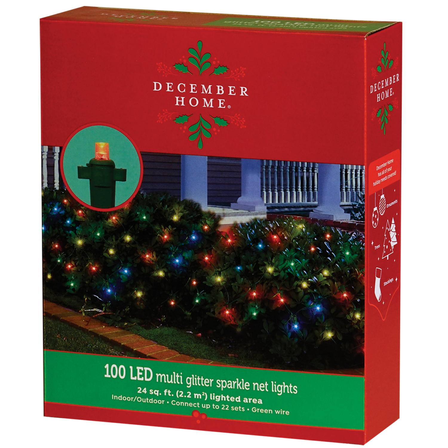 slide 2 of 2, December Home Glitter Sparkle LED Net Lights, Multi, 6ftx4 ft