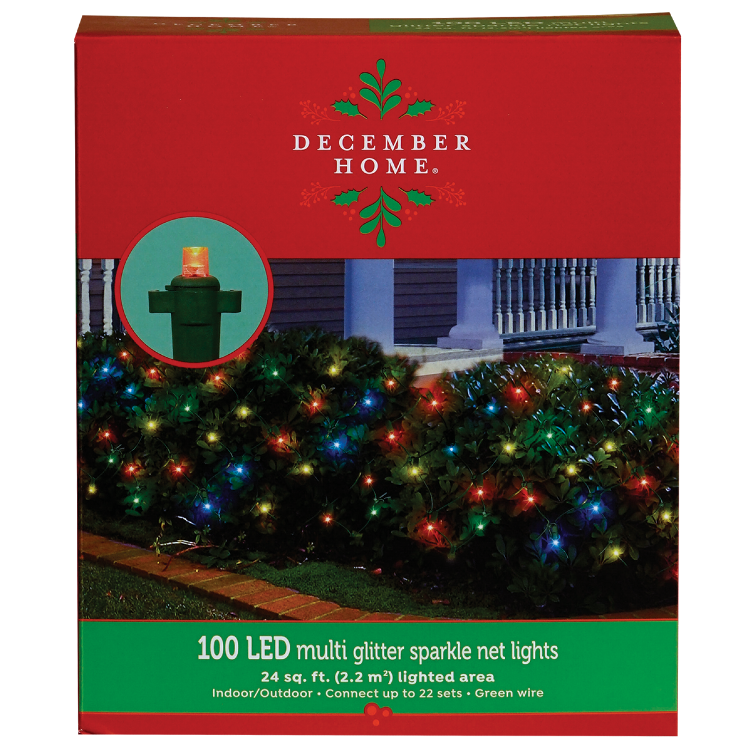 slide 1 of 2, December Home Glitter Sparkle LED Net Lights, Multi, 6ftx4 ft