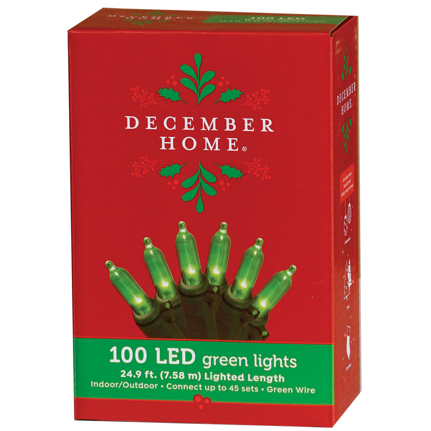 slide 2 of 2, December Home Mini Light, Green, 100 Count, 100 ct