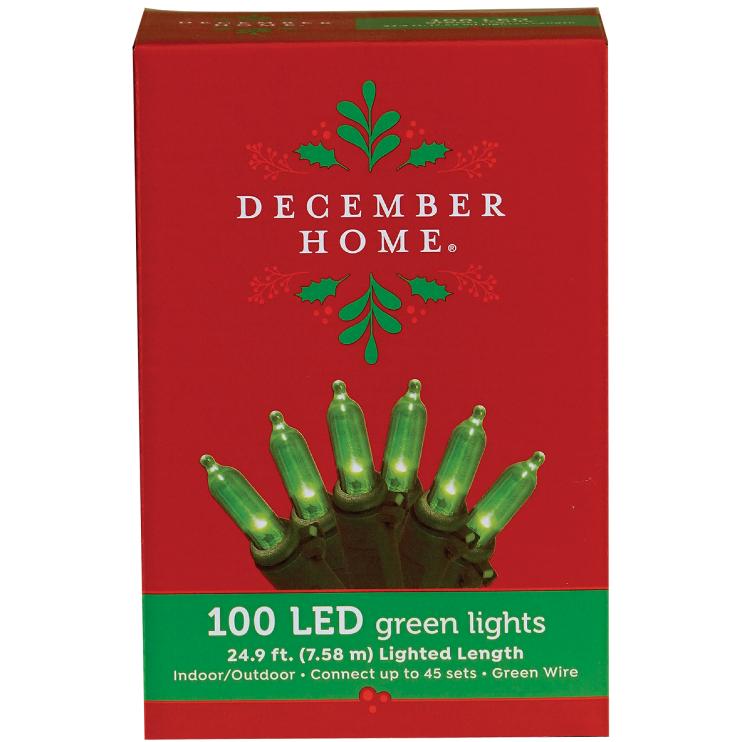 slide 1 of 2, December Home Mini Light, Green, 100 Count, 100 ct