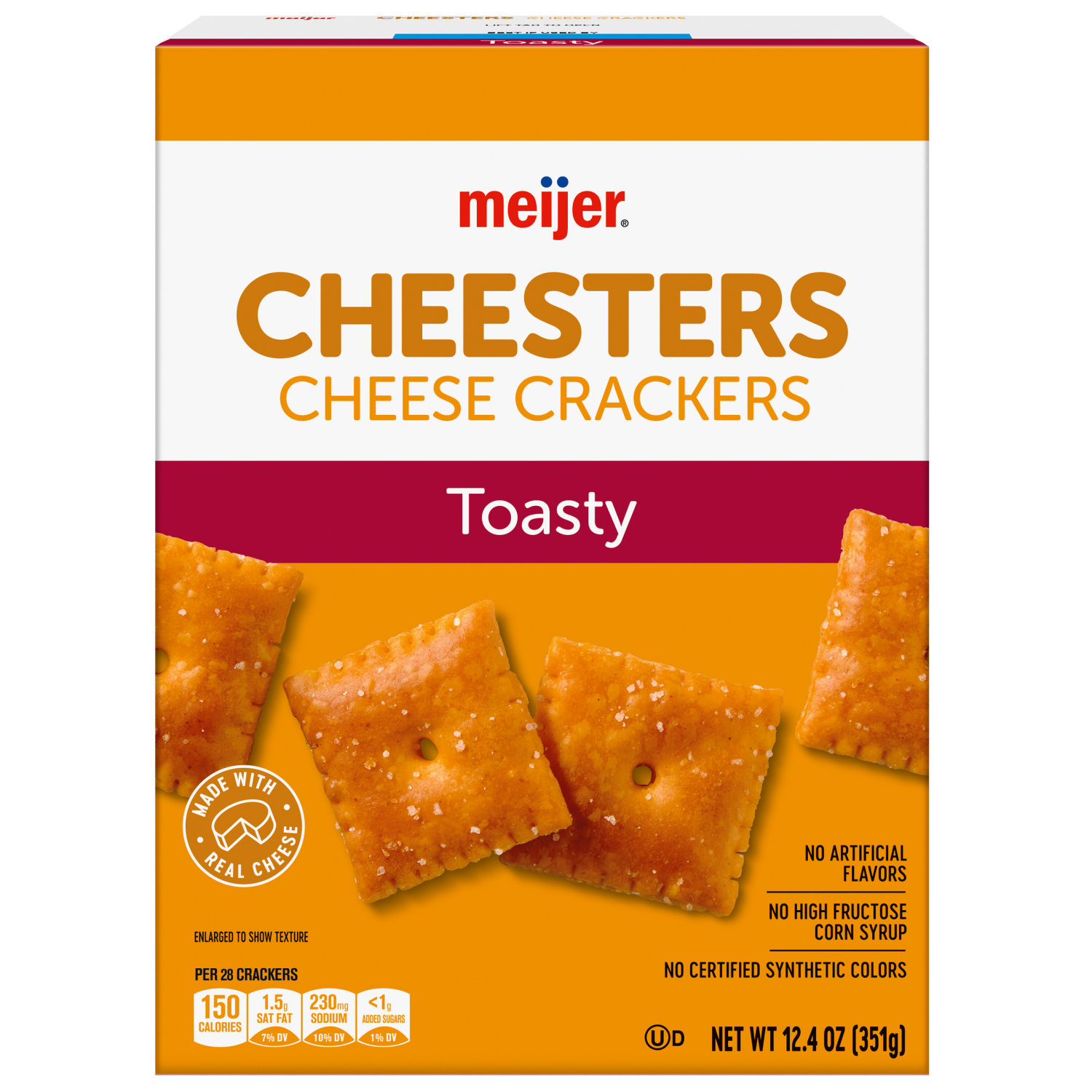 slide 1 of 8, MEIJER CHEESTER CRACKERS EXTRA TOASTY 12.4 OZ, 12.4 oz