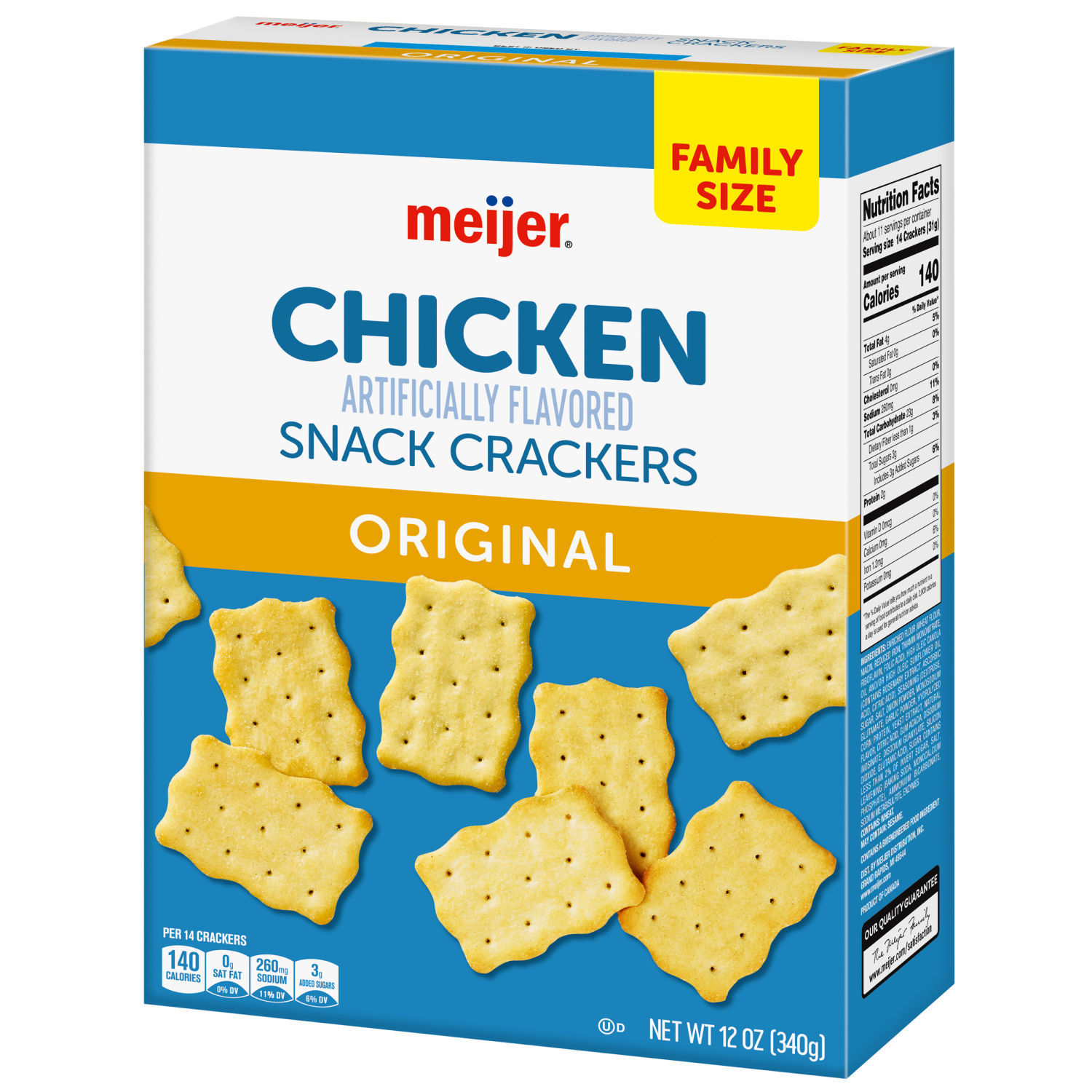 slide 7 of 8, MEIJER CRACKERS CHICKEN FAMILY SIZE 12 OZ, 12 oz