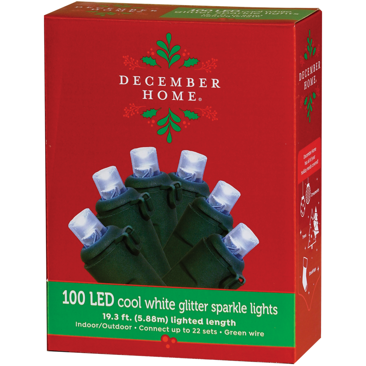 slide 2 of 2, December Home Glitter Sparkle LED Lights, Cool White, 100 count, 100 ct